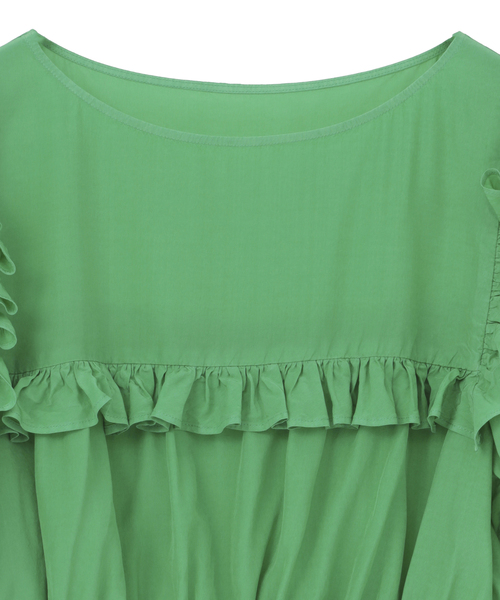 CURRENTAGE（カレンテージ）の「Piece Dyeing Cupra Blouse（シャツ/ブラウス・レディース・グリーン/ブラウン・FREE）」の10枚目の写真