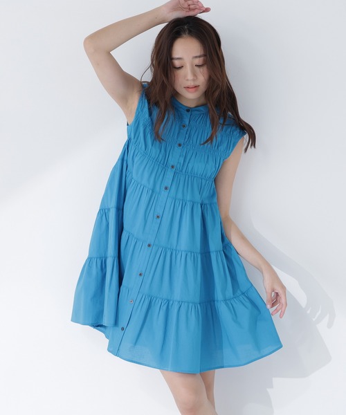 NATURAL BEAUTY BASIC（ナチュラルビューティーベーシック）の「ティアードミニワンピース（ワンピース・レディース・イエロー/ブルー系その他/ブラック・FREE）」の2枚目の写真