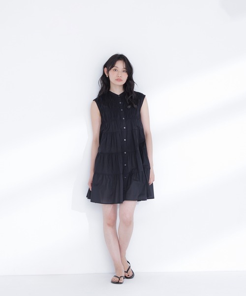 NATURAL BEAUTY BASIC（ナチュラルビューティーベーシック）の「ティアードミニワンピース（ワンピース・レディース・イエロー/ブルー系その他/ブラック・FREE）」の4枚目の写真