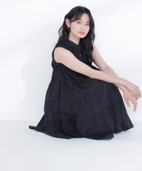 NATURAL BEAUTY BASIC（ナチュラルビューティーベーシック）の「ティアードミニワンピース（ワンピース・レディース・イエロー/ブルー系その他/ブラック・FREE）」の7枚目の写真