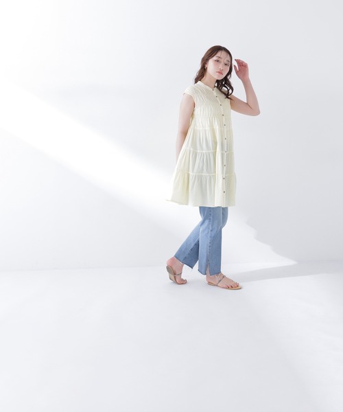 NATURAL BEAUTY BASIC（ナチュラルビューティーベーシック）の「ティアードミニワンピース（ワンピース・レディース・イエロー/ブルー系その他/ブラック・FREE）」の21枚目の写真