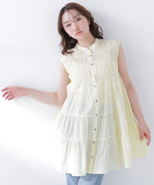 NATURAL BEAUTY BASIC（ナチュラルビューティーベーシック）の「ティアードミニワンピース（ワンピース・レディース・イエロー/ブルー系その他/ブラック・FREE）」の20枚目の写真