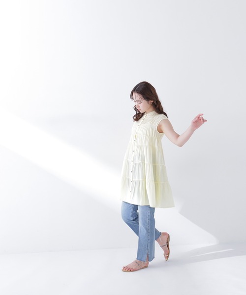 NATURAL BEAUTY BASIC（ナチュラルビューティーベーシック）の「ティアードミニワンピース（ワンピース・レディース・イエロー/ブルー系その他/ブラック・FREE）」の22枚目の写真