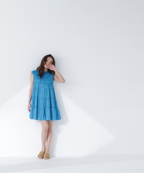 NATURAL BEAUTY BASIC（ナチュラルビューティーベーシック）の「ティアードミニワンピース（ワンピース・レディース・イエロー/ブルー系その他/ブラック・FREE）」の12枚目の写真