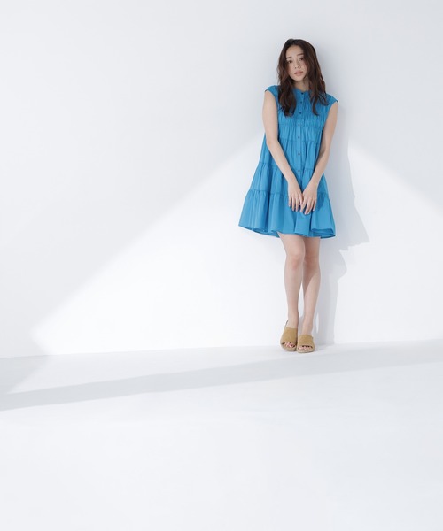 NATURAL BEAUTY BASIC（ナチュラルビューティーベーシック）の「ティアードミニワンピース（ワンピース・レディース・イエロー/ブルー系その他/ブラック・FREE）」の18枚目の写真