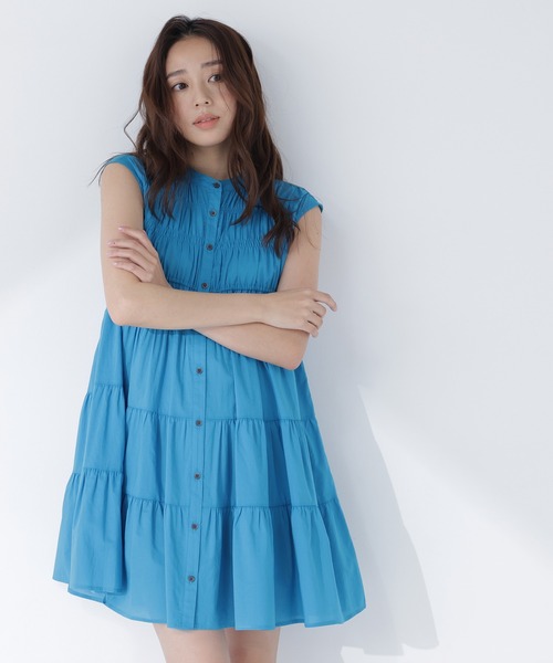 NATURAL BEAUTY BASIC（ナチュラルビューティーベーシック）の「ティアードミニワンピース（ワンピース・レディース・イエロー/ブルー系その他/ブラック・FREE）」の19枚目の写真