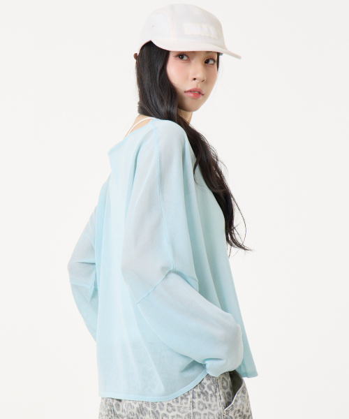 UNKNOWN PLANET(アンノウンプラネット)の「オフショルダー ロゴ ロングスリーブ ニット ライトブルー(ニット/セーター・レディース・その他・FREE)」の3枚目の写真
