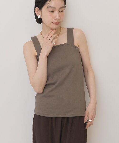 AMERICAN HOLIC（アメリカンホリック）の「【抗菌防臭】スクエアベアタンクトップ（タンクトップ・レディース・モカ/ブラック/アイボリー/チャコールグレー・L/M）」の4枚目の写真