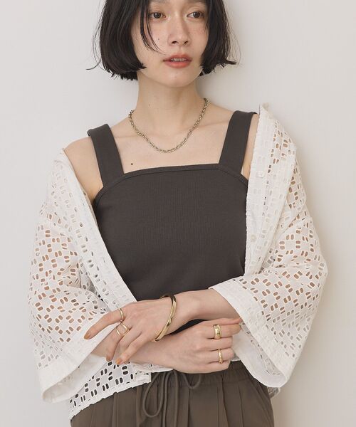 AMERICAN HOLIC（アメリカンホリック）の「【抗菌防臭】スクエアベアタンクトップ（タンクトップ・レディース・モカ/ブラック/アイボリー/チャコールグレー・L/M）」の5枚目の写真