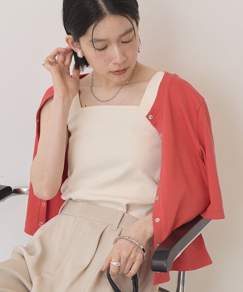 AMERICAN HOLIC（アメリカンホリック）の「【抗菌防臭】スクエアベアタンクトップ（タンクトップ・レディース・モカ/ブラック/アイボリー/チャコールグレー・L/M）」の8枚目の写真