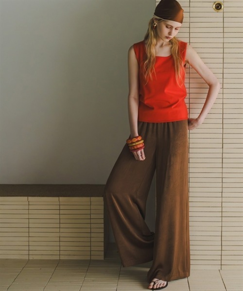 Maison INNESS(メゾンアイネス)の「シャイニーサテンクラック柄ワイドパンツ(その他パンツ・レディース・ネイビー/ベージュ/ブラウン・5L/4L/3L/LL/L/M/S)」の7枚目の写真