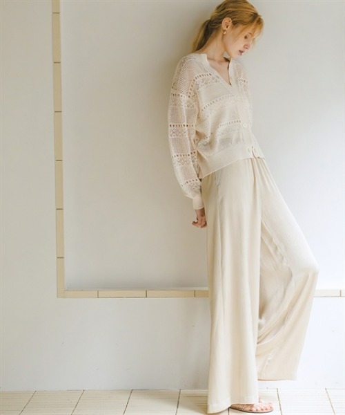 Maison INNESS(メゾンアイネス)の「シャイニーサテンクラック柄ワイドパンツ(その他パンツ・レディース・ネイビー/ベージュ/ブラウン・5L/4L/3L/LL/L/M/S)」の10枚目の写真