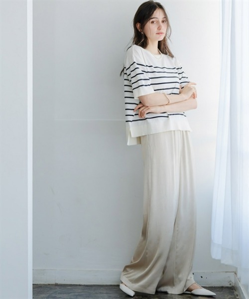Maison INNESS(メゾンアイネス)の「シャイニーサテンクラック柄ワイドパンツ(その他パンツ・レディース・ネイビー/ベージュ/ブラウン・5L/4L/3L/LL/L/M/S)」の13枚目の写真