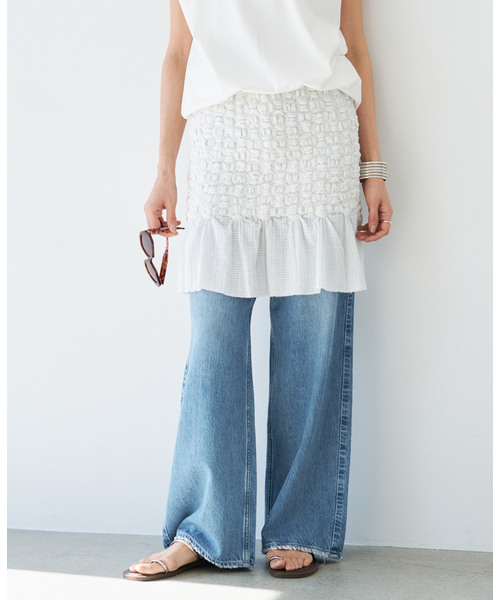 IENA(イエナ)の「venit/ヴェニット SMOCKING CHECK SK スカート VEG5628A(スカート・レディース・ホワイト・FREE)」の2枚目の写真