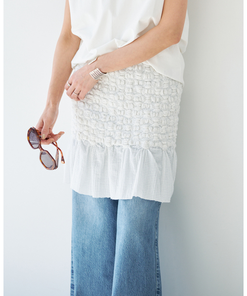 IENA(イエナ)の「venit/ヴェニット SMOCKING CHECK SK スカート VEG5628A(スカート・レディース・ホワイト・FREE)」の3枚目の写真