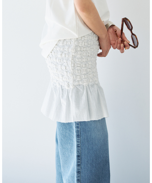 IENA(イエナ)の「venit/ヴェニット SMOCKING CHECK SK スカート VEG5628A(スカート・レディース・ホワイト・FREE)」の4枚目の写真