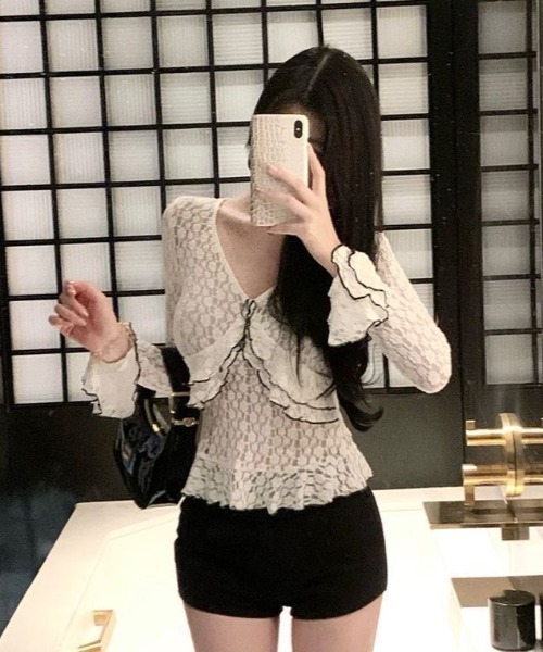 ViViDAY(ビビデー)の「レース透けフリルトップス(Tシャツ/カットソー・レディース・ホワイト・M)」の4枚目の写真