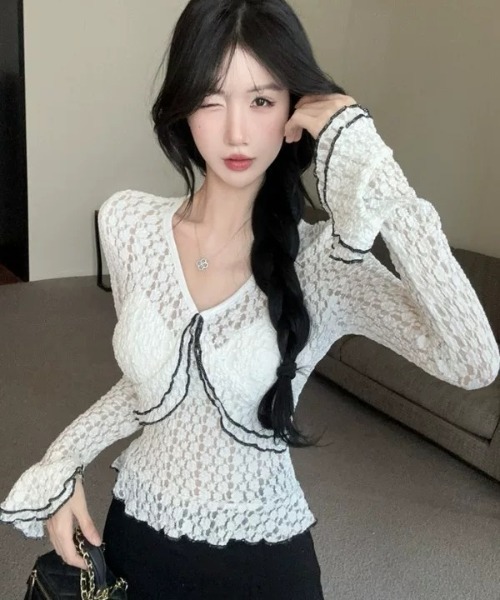 ViViDAY(ビビデー)の「レース透けフリルトップス(Tシャツ/カットソー・レディース・ホワイト・M)」の8枚目の写真