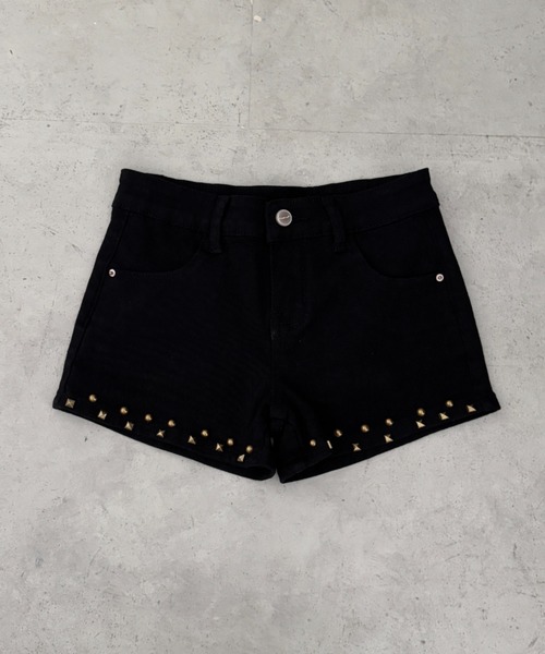 Bamm(バム)の「裾スタッズデザインデニムショートパンツ(デニムパンツ・レディース・ブラック/ホワイト/ブルー・M)」の15枚目の写真