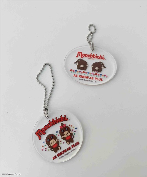 AS KNOW AS plus(アズノゥアズプラス)の「◯アクリルキーホルダー付き モンチッチ半袖Tシャツ【 Monchhichi / モンチッチ 】(Tシャツ/カットソー・レディース・オートミール/グリーン/オフホワイト/チャコールグレー・FREE)」の5枚目の写真