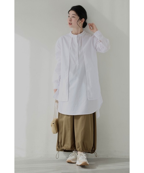 cawaii(カワイイ)の「クリーンなホワイトの重なりデザインシャツチュニック(シャツ/ブラウス・レディース・ホワイト・FREE)」の8枚目の写真