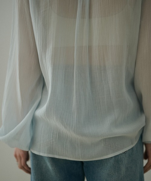 LAULEN(ローレン)の「chiffon front frill lace up blouse /シフォンフロントフリルレースアップ長袖ブラウス(シャツ/ブラウス・レディース・イエロー/ブルー・FREE)」の13枚目の写真