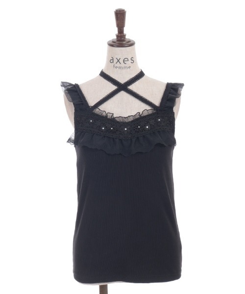 axes femme（アクシーズファム）の「ストラップカップ付タンク（タンクトップ・レディース・ミント/ホワイト/ブラック・MEDIUM/LARGE）」の6枚目の写真
