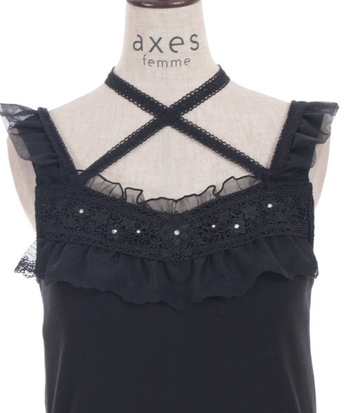 axes femme（アクシーズファム）の「ストラップカップ付タンク（タンクトップ・レディース・ミント/ホワイト/ブラック・MEDIUM/LARGE）」の9枚目の写真