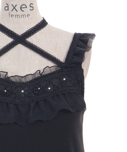 axes femme（アクシーズファム）の「ストラップカップ付タンク（タンクトップ・レディース・ミント/ホワイト/ブラック・MEDIUM/LARGE）」の11枚目の写真