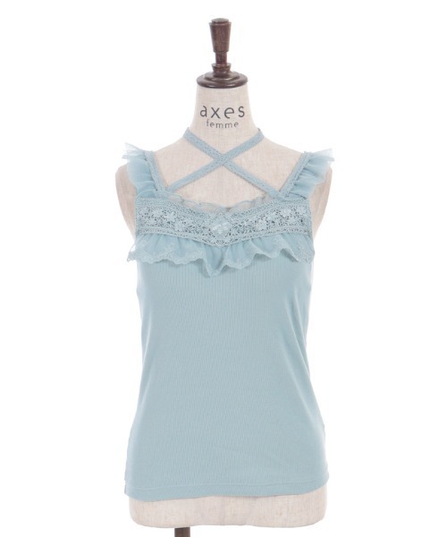 axes femme（アクシーズファム）の「ストラップカップ付タンク（タンクトップ・レディース・ミント/ホワイト/ブラック・MEDIUM/LARGE）」の13枚目の写真