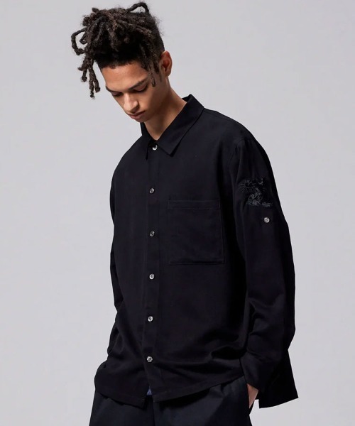STYLISE（スタイライズ）の「【TAION】ノンダウン ジャパンスペシャル 2WAY レーヨンシャツ / ブラック [TAION-NDSH09JS-LS]（シャツ/ブラウス・メンズ・ブラック・LL/L/M）」の4枚目の写真