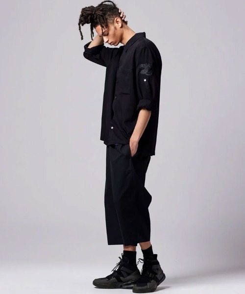 STYLISE（スタイライズ）の「【TAION】ノンダウン ジャパンスペシャル 2WAY レーヨンシャツ / ブラック [TAION-NDSH09JS-LS]（シャツ/ブラウス・メンズ・ブラック・LL/L/M）」の6枚目の写真