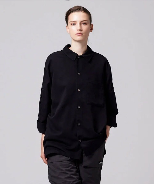 STYLISE（スタイライズ）の「【TAION】ノンダウン ジャパンスペシャル 2WAY レーヨンシャツ / ブラック [TAION-NDSH09JS-LS]（シャツ/ブラウス・メンズ・ブラック・LL/L/M）」の7枚目の写真
