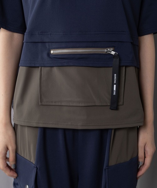 MARECHAL TERRE（マルシャルテル）の「【機能素材】ラッシュガードポケットTシャツ（Tシャツ/カットソー・レディース・ブラック/チャコールグレー/ライトグレー/ネイビー・MEDIUM）」の12枚目の写真