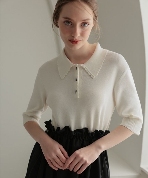 DONOBAN(ドノバン)の「スカラップポロワンピース(ワンピース・レディース・ホワイト/ブラック・ONE SIZE)」の22枚目の写真