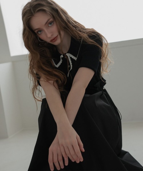 DONOBAN(ドノバン)の「スカラップポロワンピース(ワンピース・レディース・ホワイト/ブラック・ONE SIZE)」の6枚目の写真