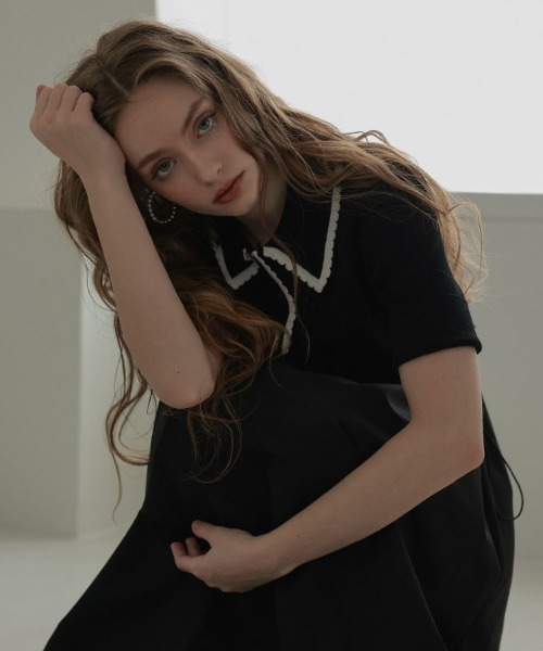 DONOBAN(ドノバン)の「スカラップポロワンピース(ワンピース・レディース・ホワイト/ブラック・ONE SIZE)」の7枚目の写真