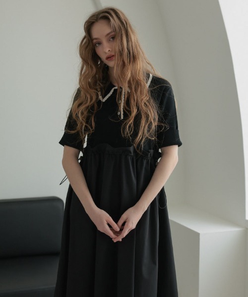 DONOBAN(ドノバン)の「スカラップポロワンピース(ワンピース・レディース・ホワイト/ブラック・ONE SIZE)」の8枚目の写真