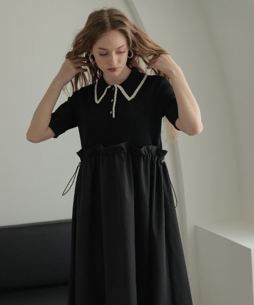 DONOBAN(ドノバン)の「スカラップポロワンピース(ワンピース・レディース・ホワイト/ブラック・ONE SIZE)」の9枚目の写真