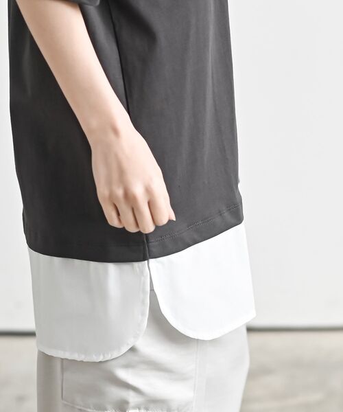 rps（アールピーエス）の「接触冷感ＵＳＡコットンフェイクレイヤーＴ（Tシャツ/カットソー・レディース・ライトカーキ/チャコールグレー/ブラック/グレイッシュベージュ/サックスブルー・フリー）」の13枚目の写真