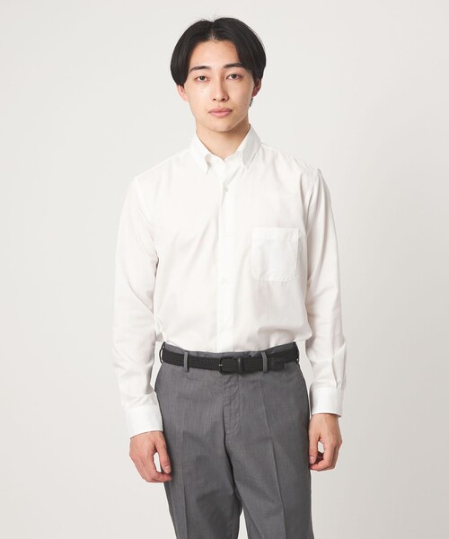 green label relaxing(グリーンレーベルリラクシング)の「エブリット TC パナマ スナップ ボタンダウン シャツ -イージーアイロン・通気性-(ビジネスシャツ・メンズ・ホワイト/コバルトブルー・S/XL/L/M)」の2枚目の写真