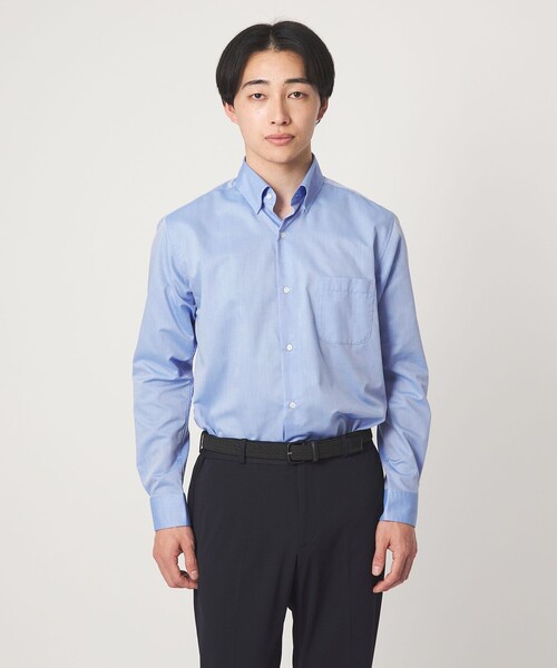 green label relaxing(グリーンレーベルリラクシング)の「エブリット TC パナマ スナップ ボタンダウン シャツ -イージーアイロン・通気性-(ビジネスシャツ・メンズ・ホワイト/コバルトブルー・S/XL/L/M)」の1枚目の写真