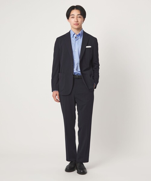 green label relaxing(グリーンレーベルリラクシング)の「エブリット TC パナマ スナップ ボタンダウン シャツ -イージーアイロン・通気性-(ビジネスシャツ・メンズ・ホワイト/コバルトブルー・S/XL/L/M)」の12枚目の写真
