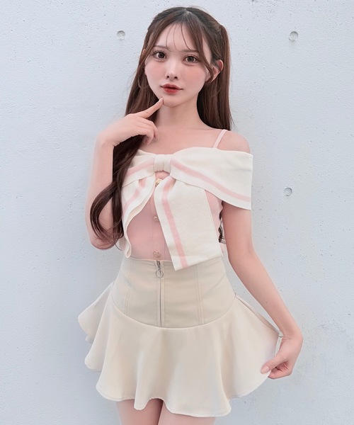 NOMAE(ノーマエ)の「ジップレイヤードスカパン(スカート・レディース・ブラック/アイボリー/ベージュ・FREE)」の13枚目の写真