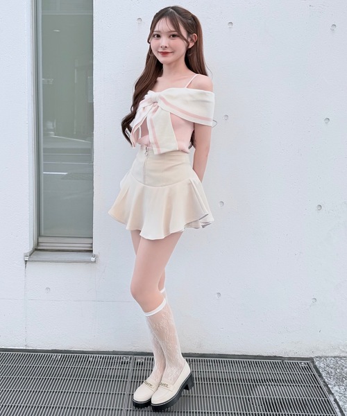 NOMAE(ノーマエ)の「ジップレイヤードスカパン(スカート・レディース・ブラック/アイボリー/ベージュ・FREE)」の15枚目の写真