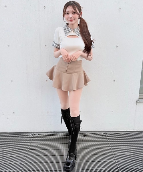 NOMAE(ノーマエ)の「ジップレイヤードスカパン(スカート・レディース・ブラック/アイボリー/ベージュ・FREE)」の22枚目の写真