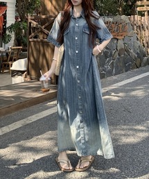 デニムシングルブレストワンピース