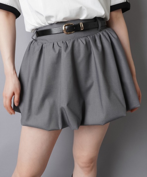 SPINNS(スピンズ)の「バルーンミニスカート/ベルト付き/インナーパンツ付き(スカート・レディース・グレー/ブラック・ONESIZE)」の8枚目の写真