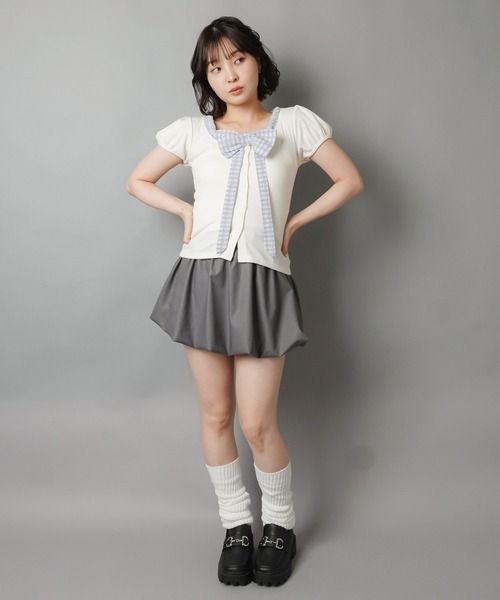 SPINNS(スピンズ)の「バルーンミニスカート/ベルト付き/インナーパンツ付き(スカート・レディース・グレー/ブラック・ONESIZE)」の20枚目の写真