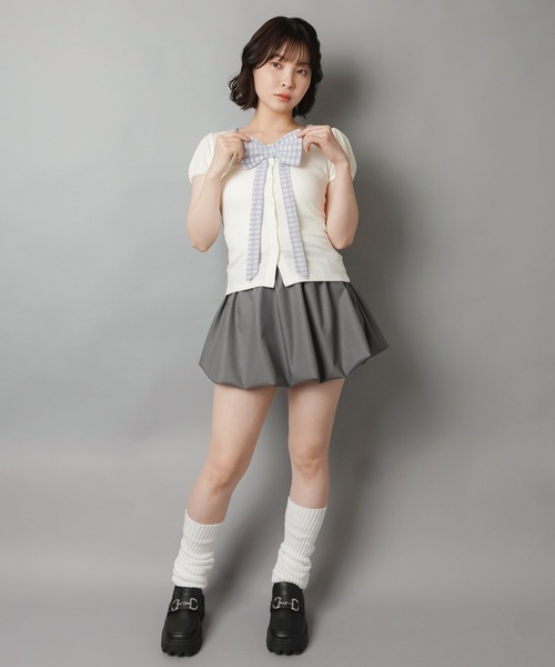 SPINNS(スピンズ)の「バルーンミニスカート/ベルト付き/インナーパンツ付き(スカート・レディース・グレー/ブラック・ONESIZE)」の21枚目の写真